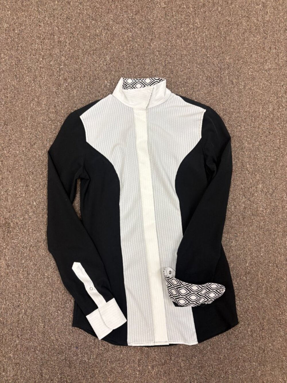 RJ Classics Ladies Prestige Linden Black English Show Shirt with Swirl Trim